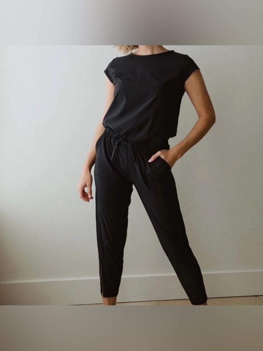 Albion Black Jumpsuit Tapered Leg With size small‎